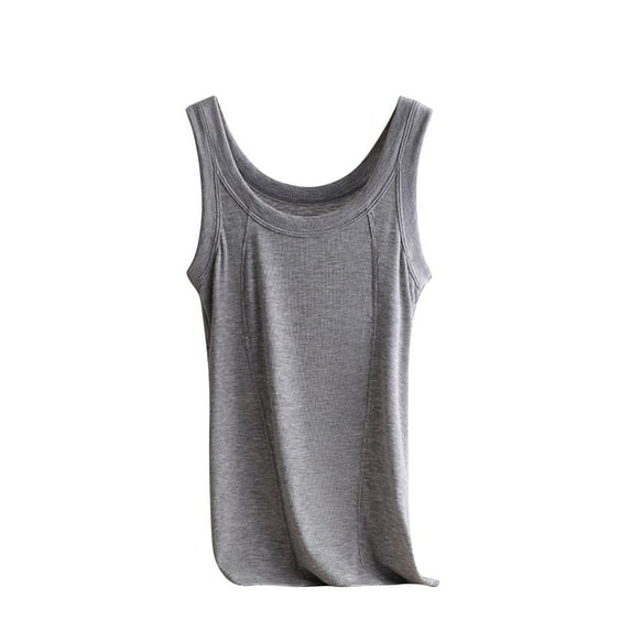 Women's Shirts, Women’s Mini-Ribbed Cotton Tank Tops, Women’s Sleeveless T-Shirts, Women’s Tanks Gray L