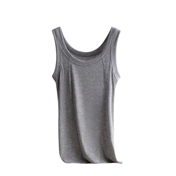 Women's Shirts, Women’s Mini-Ribbed Cotton Tank Tops, Women’s Sleeveless T-Shirts, Women’s Tanks Gray M