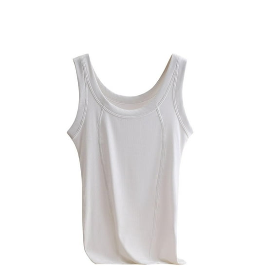 Women's Shirts, Women’s Mini-Ribbed Cotton Tank Tops, Women’s Sleeveless T-Shirts, Women’s Tanks White XL