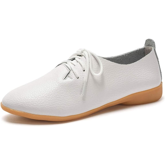 Women's Shoe Leather Classic Lace Up Dress Low Flat Heel Oxford
