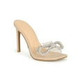 thumbnail image 1 of Women's Shoes Bow Rhinestone Encrusted Clear Square Toe Mule Heel 20621, 1 of 6