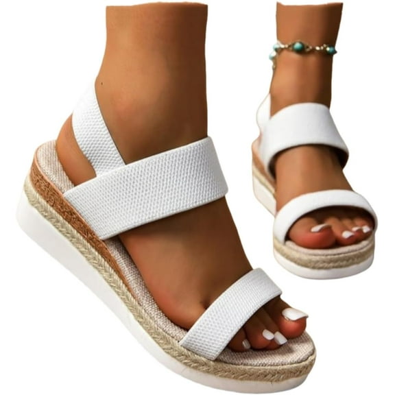 Women's  Shoes Comfortable Open Toe Elastic Ankle Strap Casual Sandal For Summer Shoes