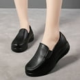 thumbnail image 1 of Women's Shoes Loafers Fashion Comfort Flats Current Season Soft Cushion Nurse Shoes Black Slope Heel Pregnant Slip On Boat Shoes Mother's Shoes Work Shoes qILAKOG Size 7.5, 1 of 8