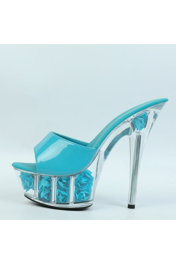 Women's Shoes Nightclub Sexy Lacquer Fish Mouth Fashion Slippers Flower Crystal Slim Heel 330 Series 14cm Heel 4cm Platform LFD