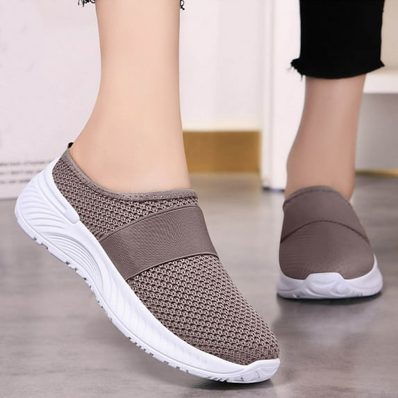 Women's Shoes,Orthopedic Shoes for Women Orthopedic Slippers for Women Summer Spring Breathable Mesh Backless Slip-on Mule Shoes with Arch Support Soft Soles Casual Outdoor Slippers,Coffee,10