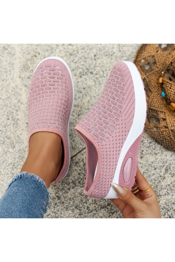 Women's Shoes,Summer Thick Soled Shoes for Women,Slip On Shoes Women,Mule Slippers for Women,Womens Backless Sneakers Mesh Slip-on Mule Shoes Breathable Slippers,Breathable,Lightweight,Pink