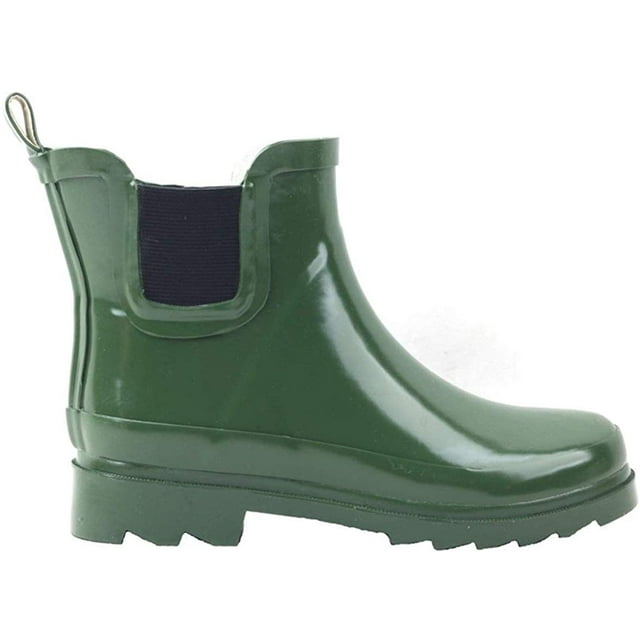 green ankle rain boots