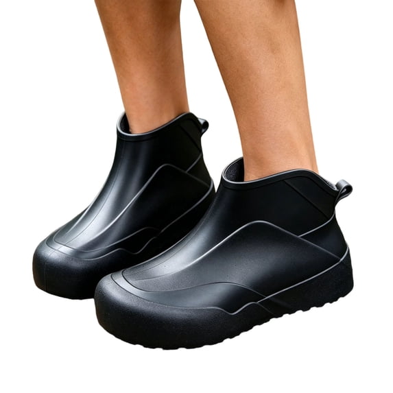 Women's Short Ankle Rain Boots Waterproof Non Slip PVC Rubber Slip On Garden Shoes