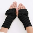 thumbnail image 1 of Women's Short Bow Knit Wrist Warmers, Cute Fingerless Gloves with Bow Design, Autumn Winter Wrist Warmers, Stretchy Wool Blend Fingerless Gloves for Typing and Daily Use Black, 1 of 3