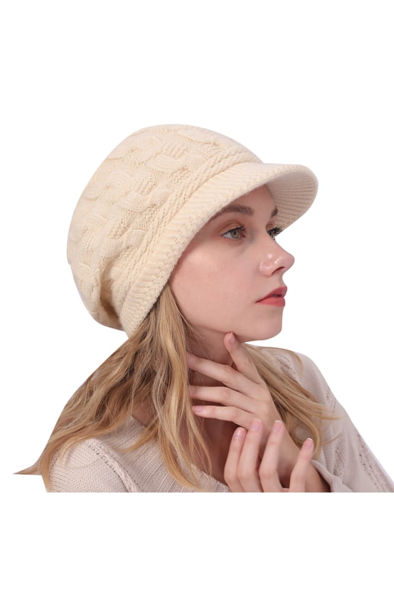 Women's Short Brim Winter Hat Solid Color Knitted Beanie Earflaps Casual Fashion Warm Cap for Spring Daily Festival Travel Outdoor Wear