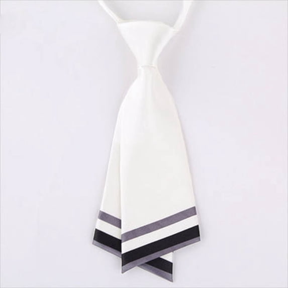 Women's Short Double Layer Sword Style Necktie Double Layer Short Necktie For Modern Slim Tie Fashion For Business And Formal Occasions White - One Size