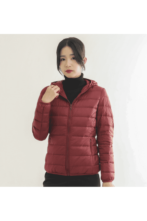 Women's Short Down Coat Packable Puffer Jacket With Hooded Winter Ultra Light Outerwear