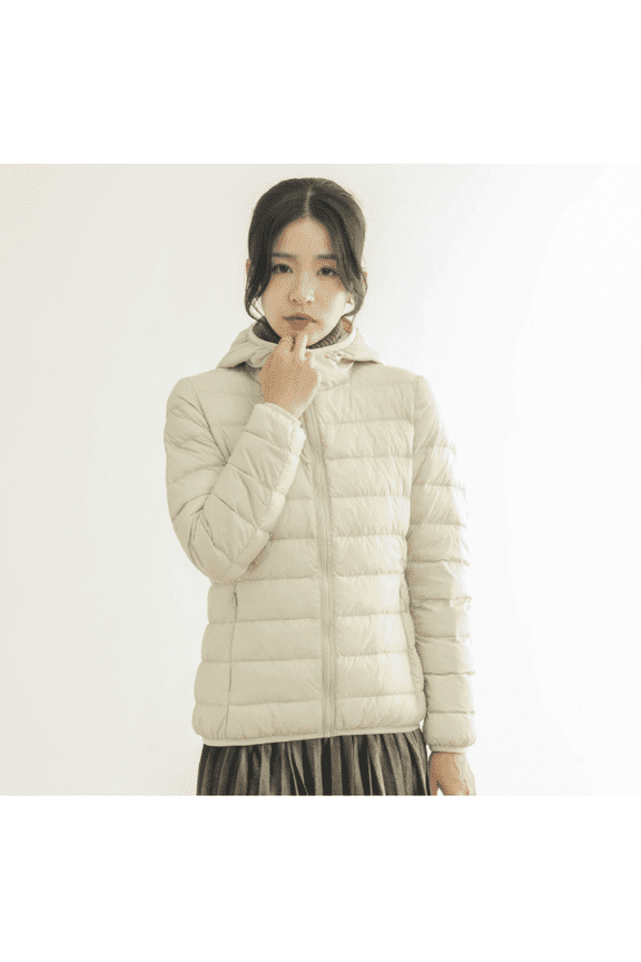 Women's Short Down Coat Packable Puffer Jacket With Hooded Winter Ultra Light Outerwear