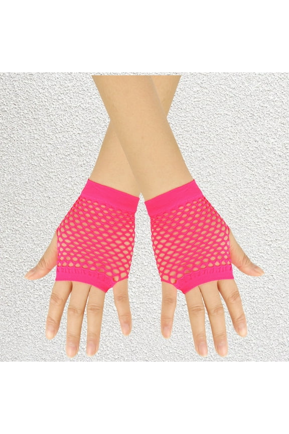 Women's Short Fishnet Fingerless Gloves,Stretchy Mesh Goth Party Gloves for Cosplay and Nightclubs,80s Retro Style Fishnet Gloves in 13 Color,Punk Fashion Accessories for Concerts and Costume Parties