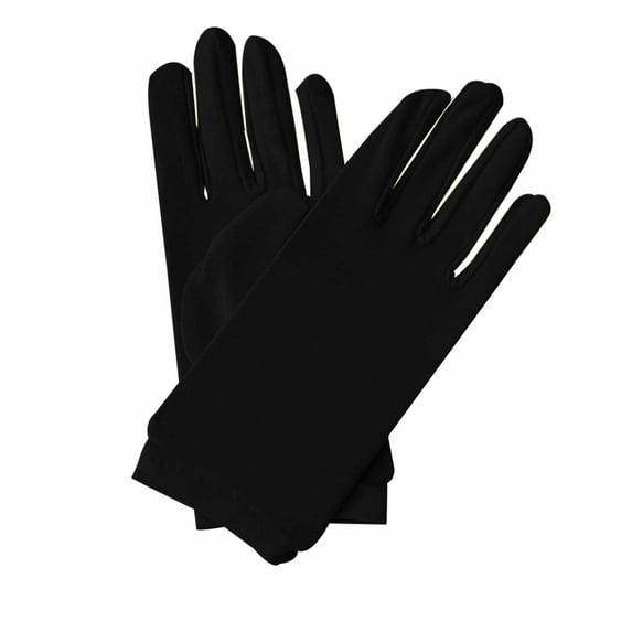 Women's Short Formal Gloves Solid Stretch Sun Protection Gloves for Evening Events Black Free Size