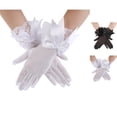 thumbnail image 1 of Women's Short Lace Mitten Gloves Elegant Tea Length for Bridal and Evening Attire, 1 of 6