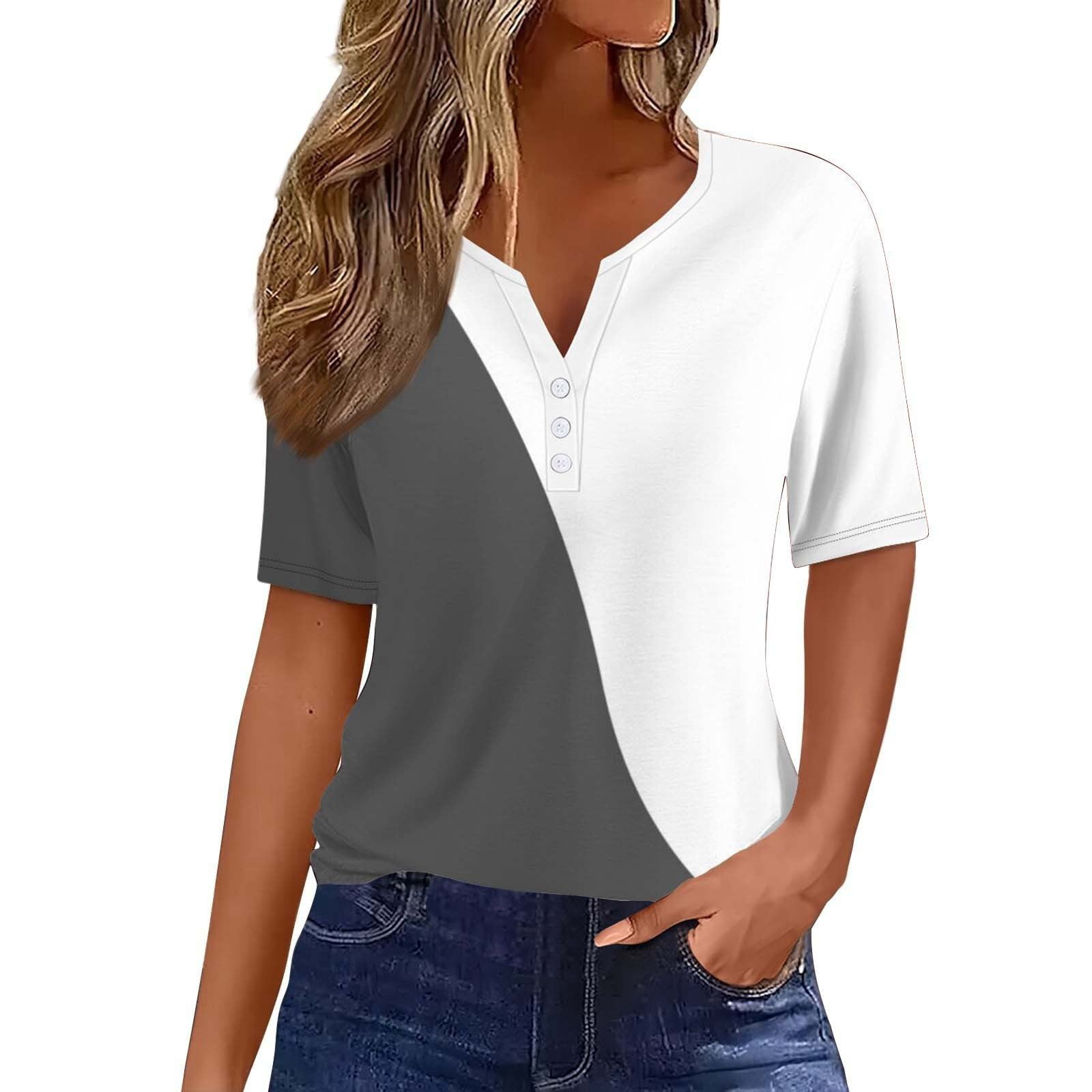 Women's Short Length Sleeve Going Out Tops Flower Print Button V Neck