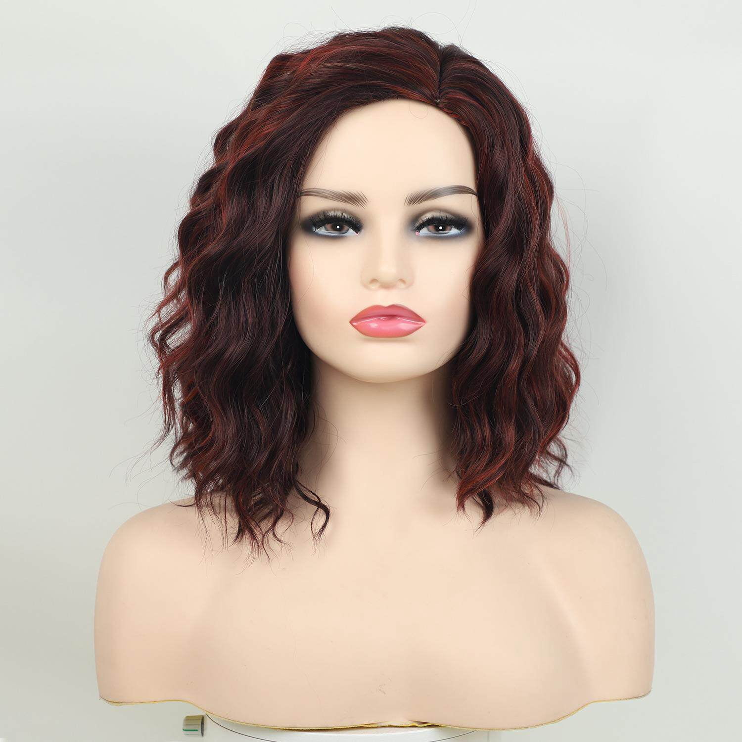 Women's Short Light Brown Wavy Wig, Side Curly Wig, Suitable For Daily Wear At Parties