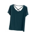 thumbnail image 1 of Women's Short/Long Sleeve V Neck Criss Cross T-Shirt Tops, 1 of 8