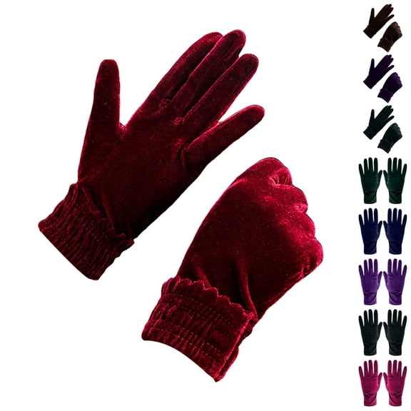 Women's Short Opera Velvet Gloves Wrist Length 1920s Style Banquet and Evening Wear