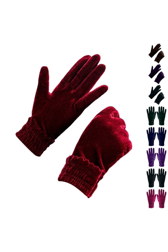 Women's Short Opera Velvet Gloves Wrist Length 1920s Style Banquet and Evening Wear