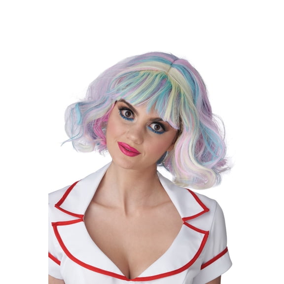 Women's Short Pastel Rainbow Wig