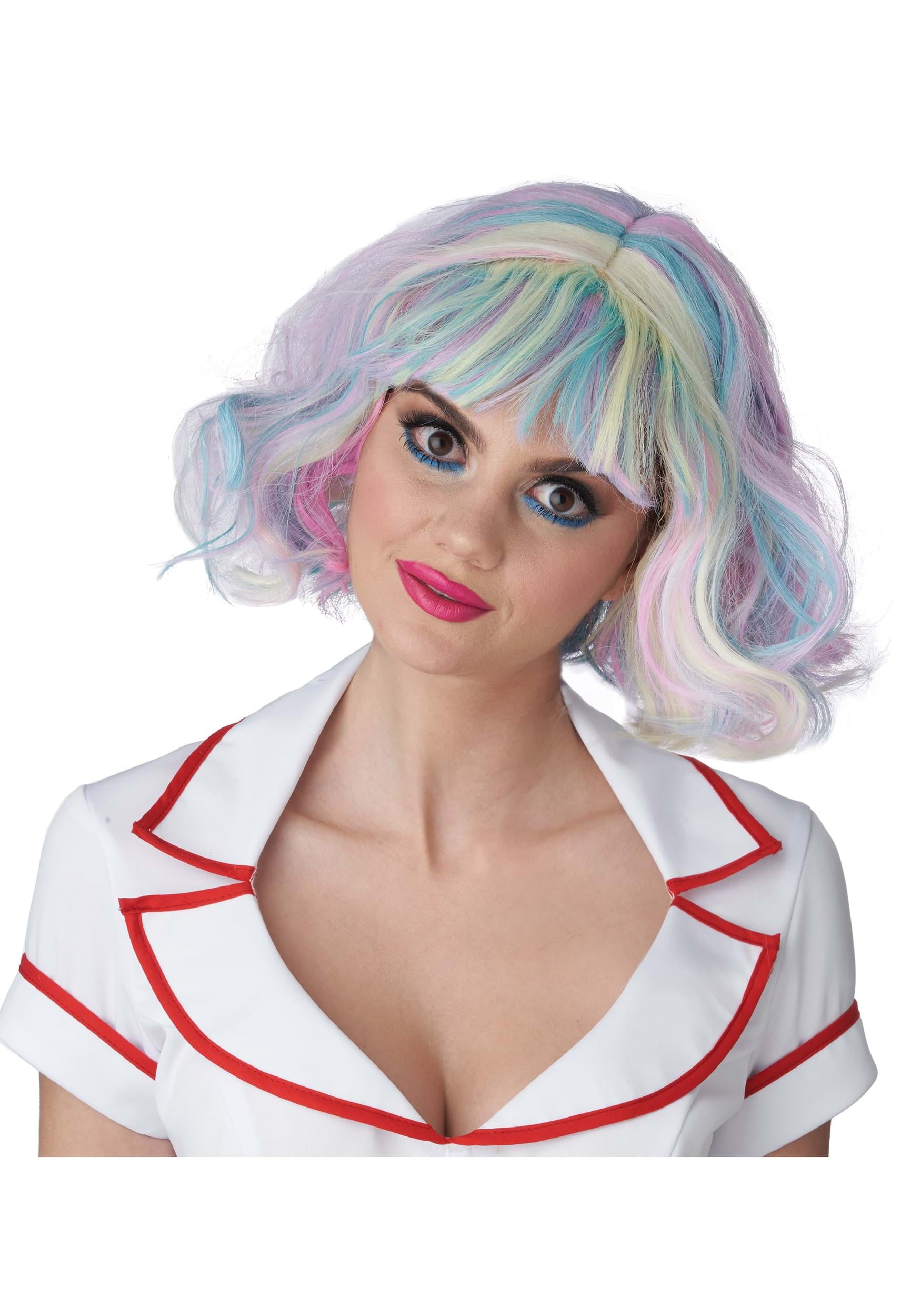Women's Short Pastel Rainbow Wig - Walmart.com