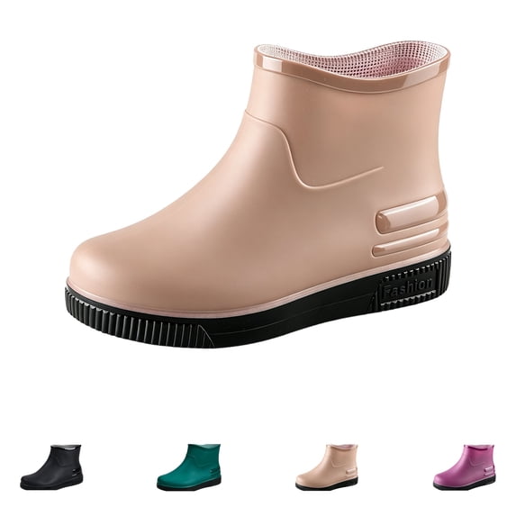 Women's Short Rain Boots Rubber Waterproof Garden Shoes Anti-Slipping Rainboots Ankle Booties Rain Footwear Outdoor Work Shoes For Yard Gardening Muck Mud Working Camping Lawn Care Khaki 36