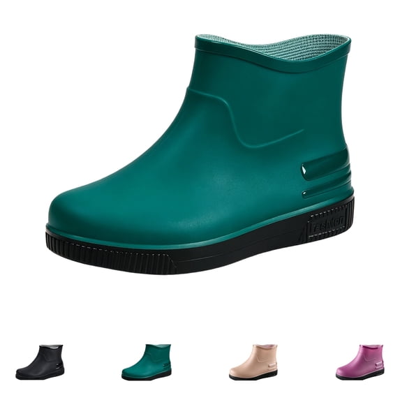 Women's Short Rain Boots Rubber Waterproof Garden Shoes Anti-Slipping Rainboots Ankle Booties Rain Footwear Outdoor Work Shoes For Yard Gardening Muck Mud Working Camping Lawn Care Green 36