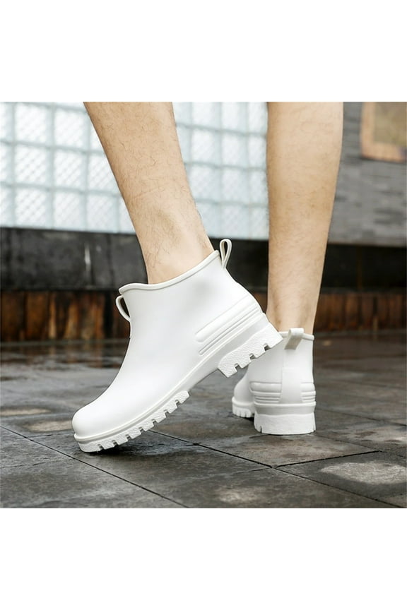 Women's Short Rain Boots Waterproof Ankle Booties with Comfortable Insoles Outdoor Garden Work Shoes Ladies Stylish Lightweight Ankle Rain Shoes