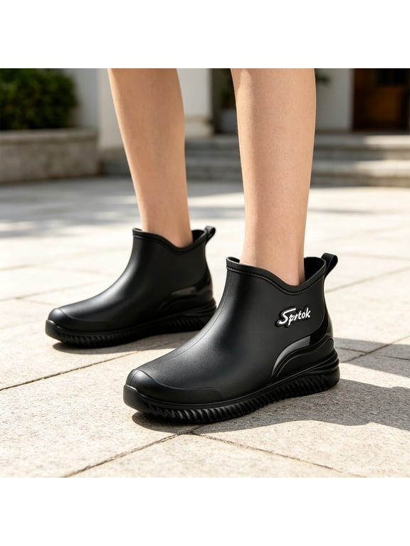 Women's Short Rain Boots, Waterproof Lightweight Garden Shoes for Women, Comfort Insole,Slip-On Low Cut Ankle Booties