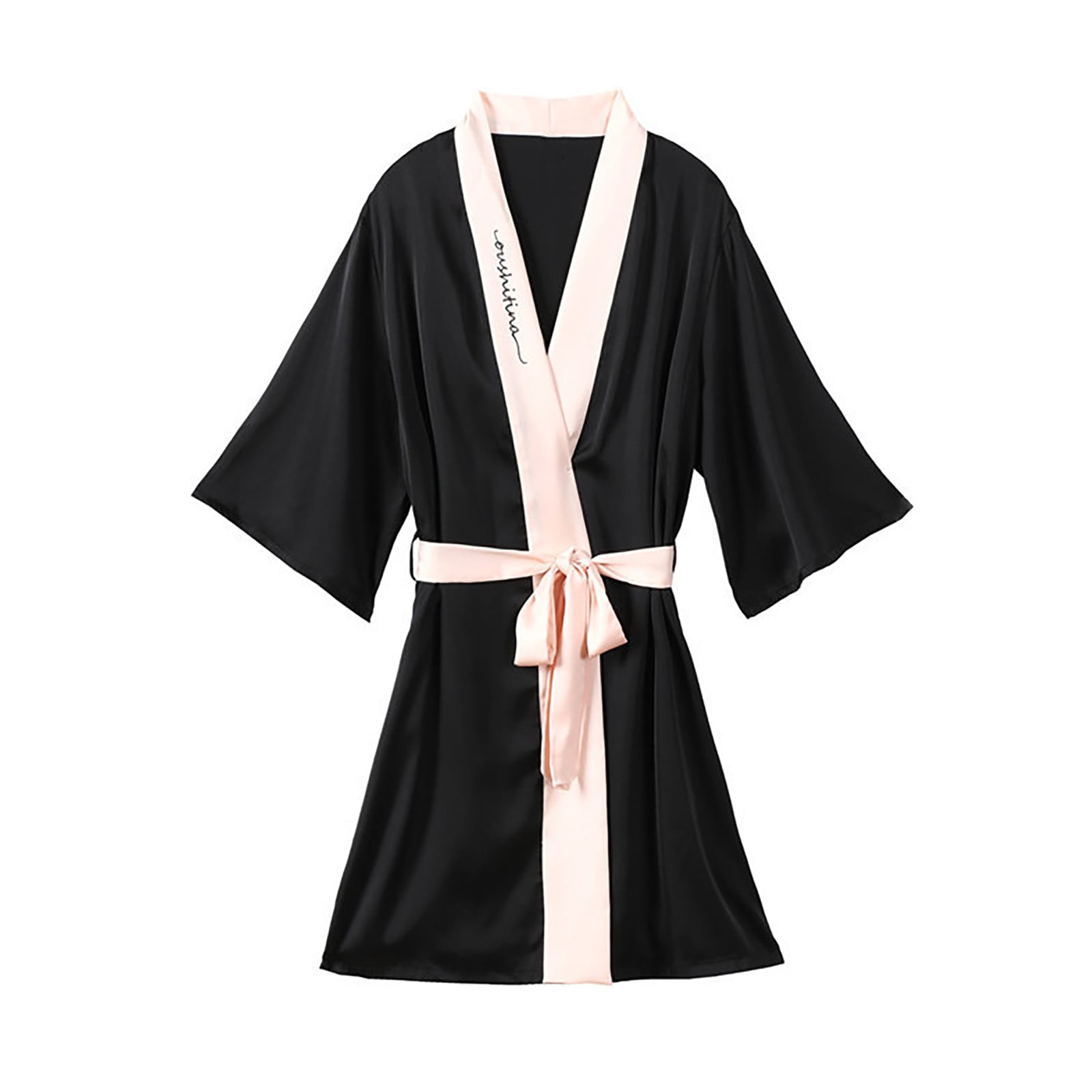 Women's Short Satin Kimono Robes VNeck Short Silky Bathrobe Fashion