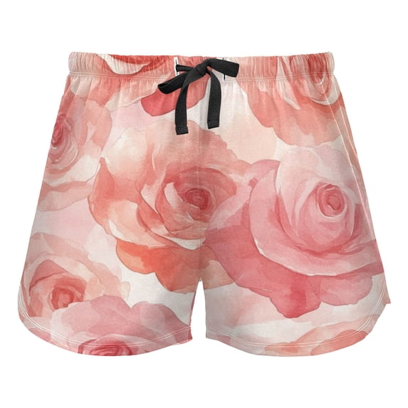 Women's Short Sleep Pants Sleep Shorts for Women Women's Pajama Bottoms Women's Athletic Shorts Suitable for Home Use Relaxation XL Pink Roses Seamless