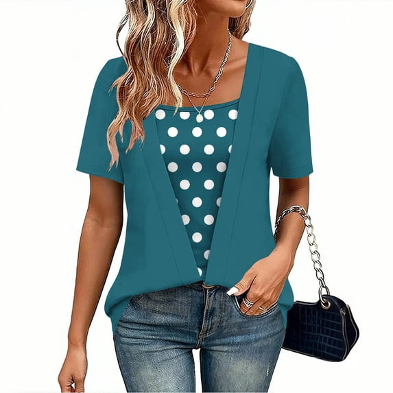 Women's Short Sleeve Blouse in Solid Color Satin Fabric for Summer Leisure and Fashion