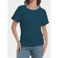 thumbnail image 1 of Women's Short Sleeve Boat Neck Dolman Top with Side Shirring, 1 of 6