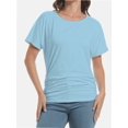 thumbnail image 1 of Women's Short Sleeve Boat Neck Dolman Top with Side Shirring, 1 of 6
