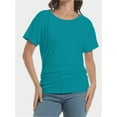 thumbnail image 1 of Women's Short Sleeve Boat Neck Dolman Top with Side Shirring, 1 of 6