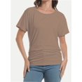 thumbnail image 1 of Women's Short Sleeve Boat Neck Dolman Top with Side Shirring, 1 of 6