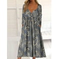 thumbnail image 1 of Women's Short Sleeve Boho Floral Print Maxi Dress Summer V Neck Casual Loose Dress with Pockets, 1 of 5
