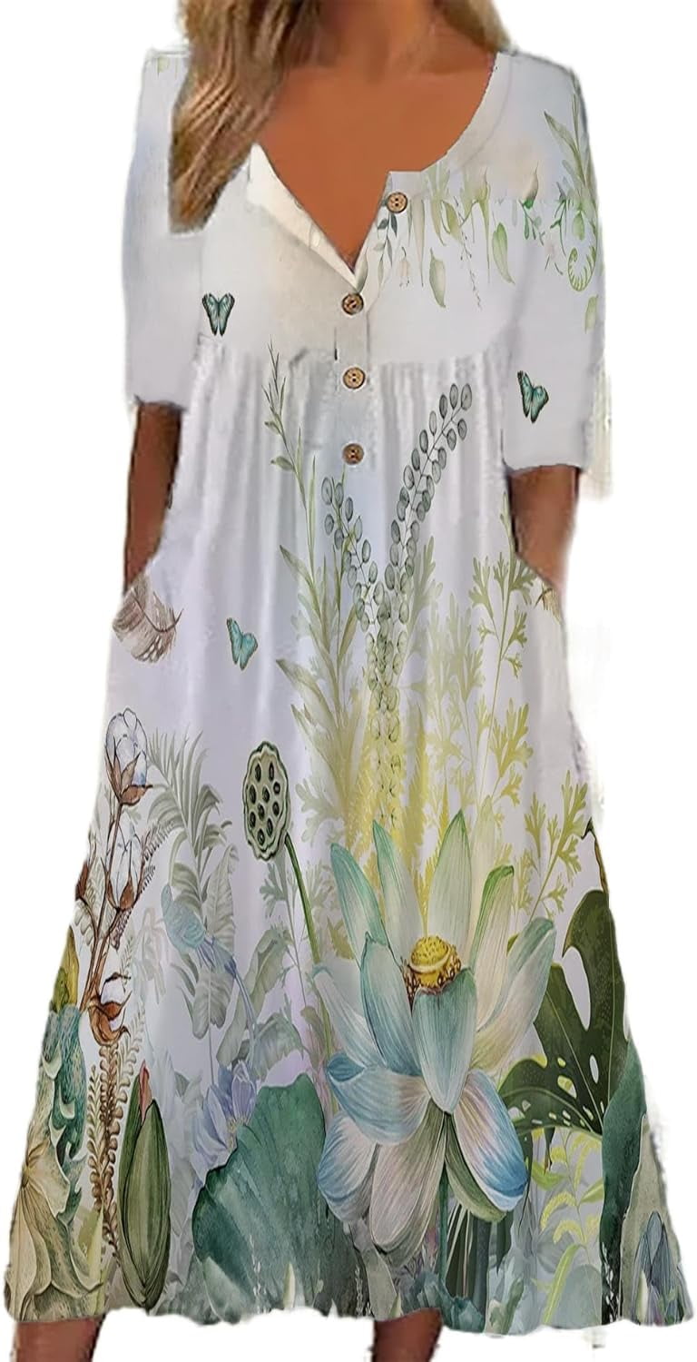 Women's Boho Maxi Dress - V-Neck Sleeveless Floral Summer Dress In S-3XL Sizes