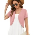thumbnail image 1 of DEMOTIME Women's Short Sleeve Bolero Shrugs Open Front Lightweight Cropped Cardigan Pink XL, 1 of 6
