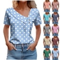 thumbnail image 1 of Women's Short Sleeve Button Down Shirt Tops Blouses Tees Checkered Print Casual Loose Fit Soft Fabric Business Office Work Vacation Travel Fashion Essential Gift for Women, 1 of 9