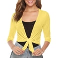 thumbnail image 1 of Women’s Short Sleeve Cardigan 3/4 Sleeves Lightweight Sweater Women Plus Size Open Front Spring Clothing Cardigans Summer Outfits,Yellow,L, 1 of 4