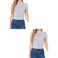 thumbnail image 1 of Women's Short Sleeve Crew Neck Crop Top - Soft Cotton Spandex Jersey 2-Pack, 1 of 5