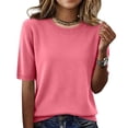 thumbnail image 1 of Women's Short Sleeve Crew Neck Knit Pullover Sweater, 1 of 7