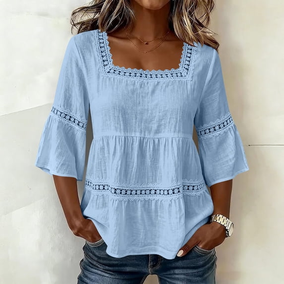 Women's Short Sleeve Crew Neck Solid Casual Blouse