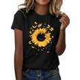 thumbnail image 1 of Women's Short Sleeve Crew Neck Sunflower Graphic Printed Summer Tee Vintage T Shirt Cotton Tops Novelty Shirt 2025, 1 of 5