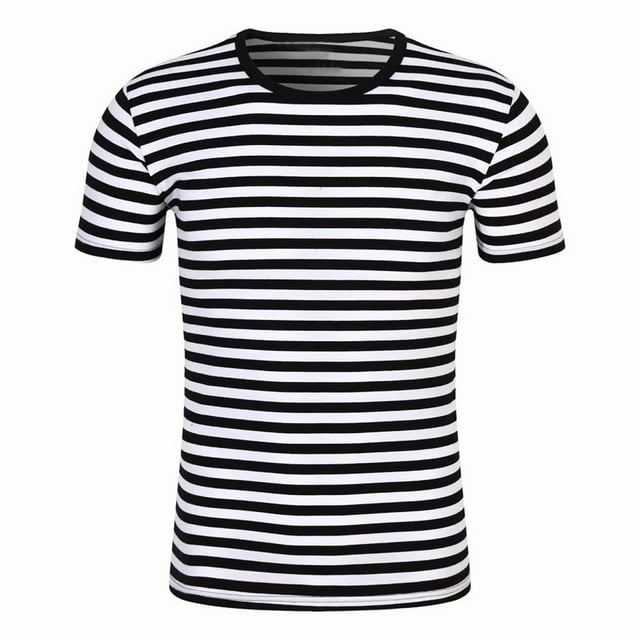Women's Short-Sleeve Crew-Neck T-Shirt - Horizontal Striped Pattern Loose Fit Unisex Couples Shirt 2025,Size XL