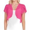 Women's Short Sleeve Cropped Chiffon Bolero Shrug Sheer Hollow Out Lightweight Crop Cardigans Summer Shurg