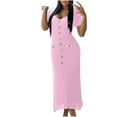 thumbnail image 1 of Women's Short Sleeve Deep V Neck Knitted Bodycon Nightclub Party Button Sweater Dress, 1 of 6